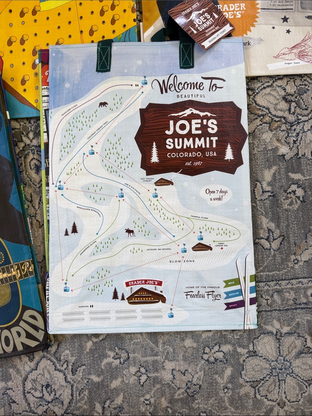 NWT 5 Trader Joe's Reusable Tote Bag Set — Colorful State & Camp Designs - Picture 3 of 12